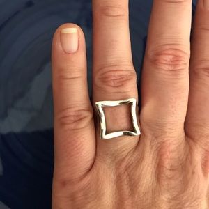 Square Cut Out Sterling Silver Statement Ring